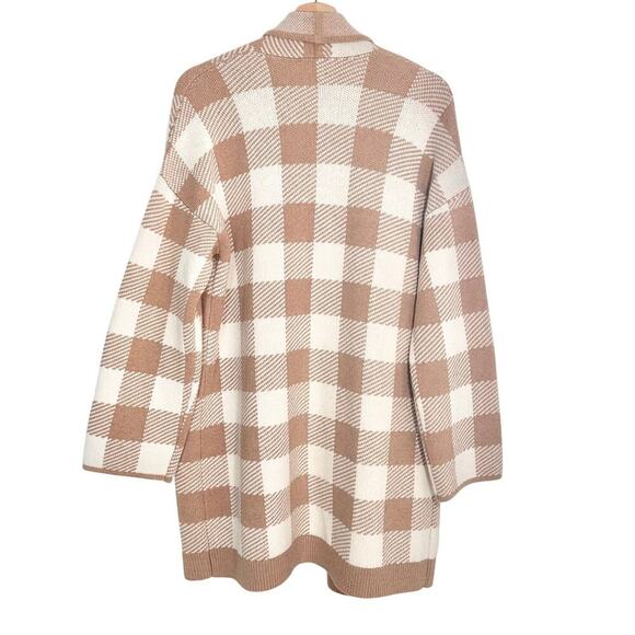 Madewell Minetta Sweater Coat in Buffalo Check Merino Wool | Beige Cream | SZ M - Picture 5 of 11